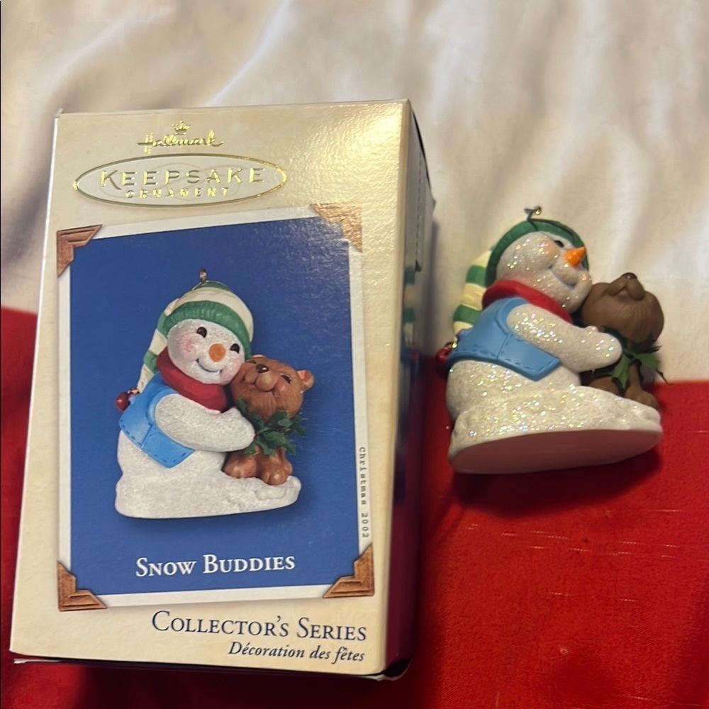 Hallmark Snow Buddies Glitter Ornament with Blue and Red Accents